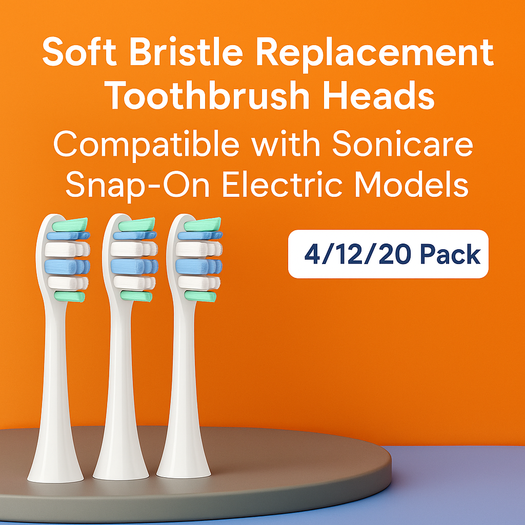 Monthly Replacement Brush Heads for Philips Sonicare – Soft Snap-On (4/12/20 Pack)- 4 Pcs, 8 Pcs, 12 Pcs, 20 Pcs, - ReplixStore