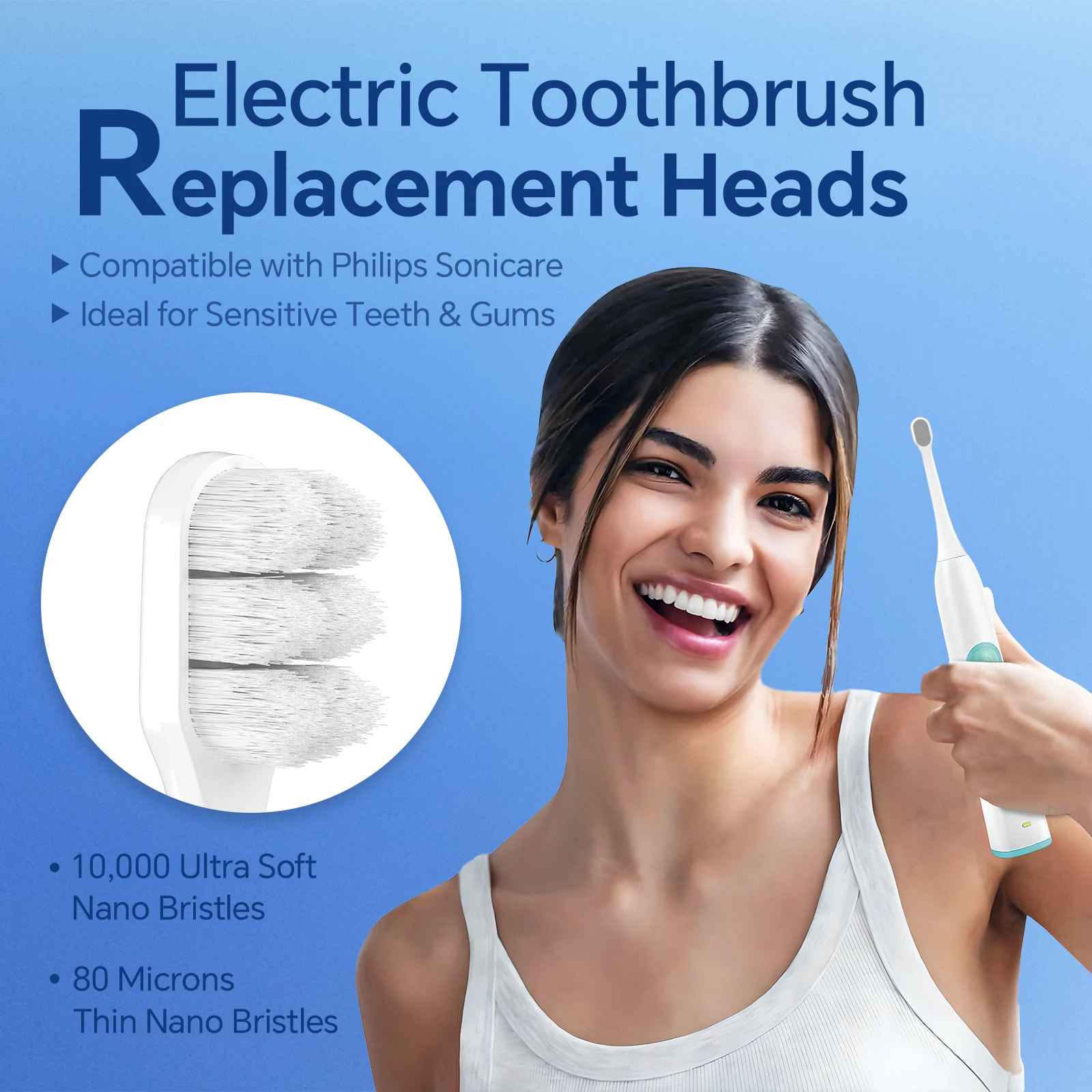 NanoBristle Ultra Soft Toothbrush Heads – Monthly Snap-On Refill for Sonicare-2 Pcs, 4 Pcs, 8 Pcs, 12 Pcs-ReplixStore 
